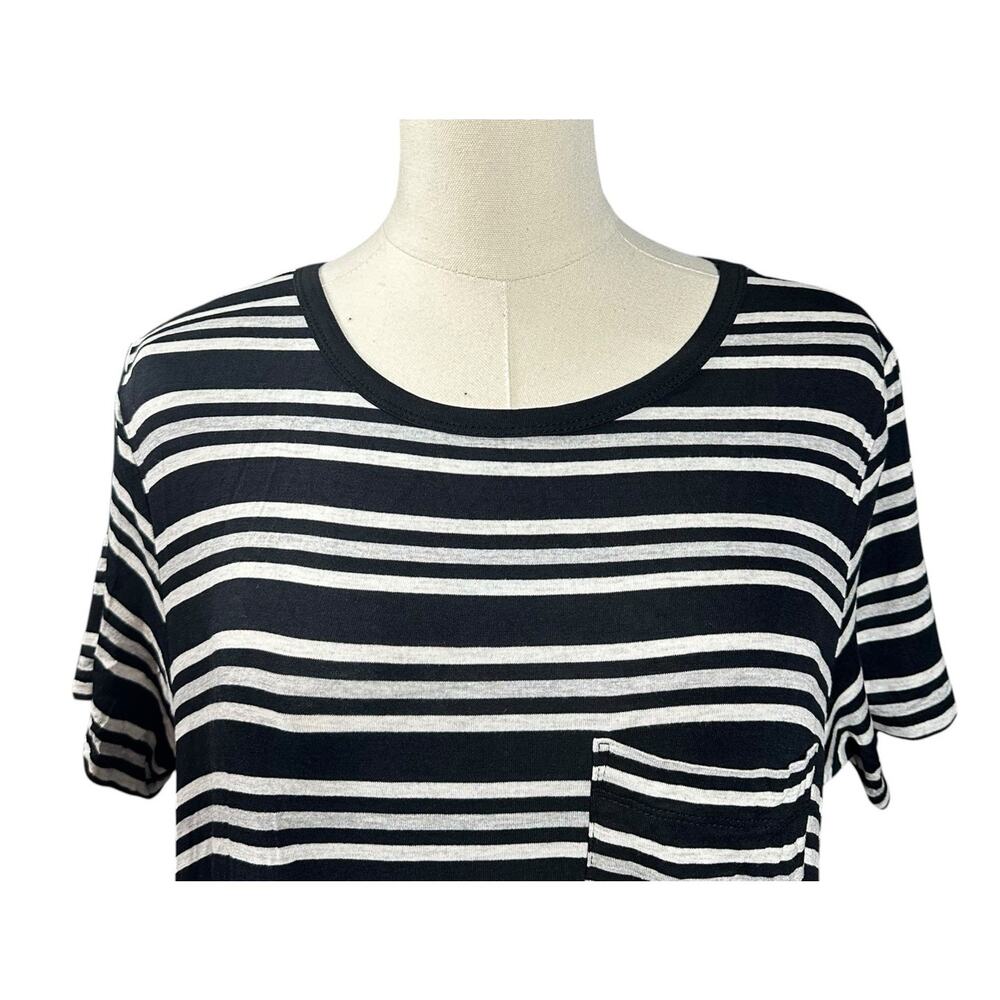 NEW LuLaRoe Womens Dress Size M Carly Black White Stripe Beach Swim Hi-Low Flowy - Picture 3 of 8